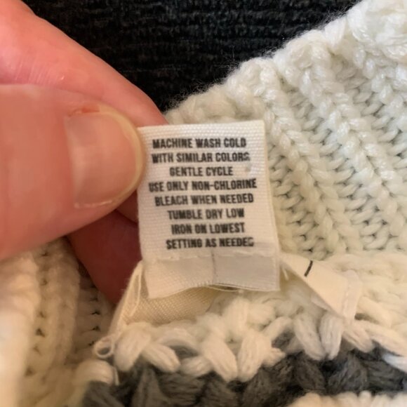 Ivy + Main Sweater Womens White Gray Striped Crewneck Knit Pullover Size Small - Picture 7 of 7